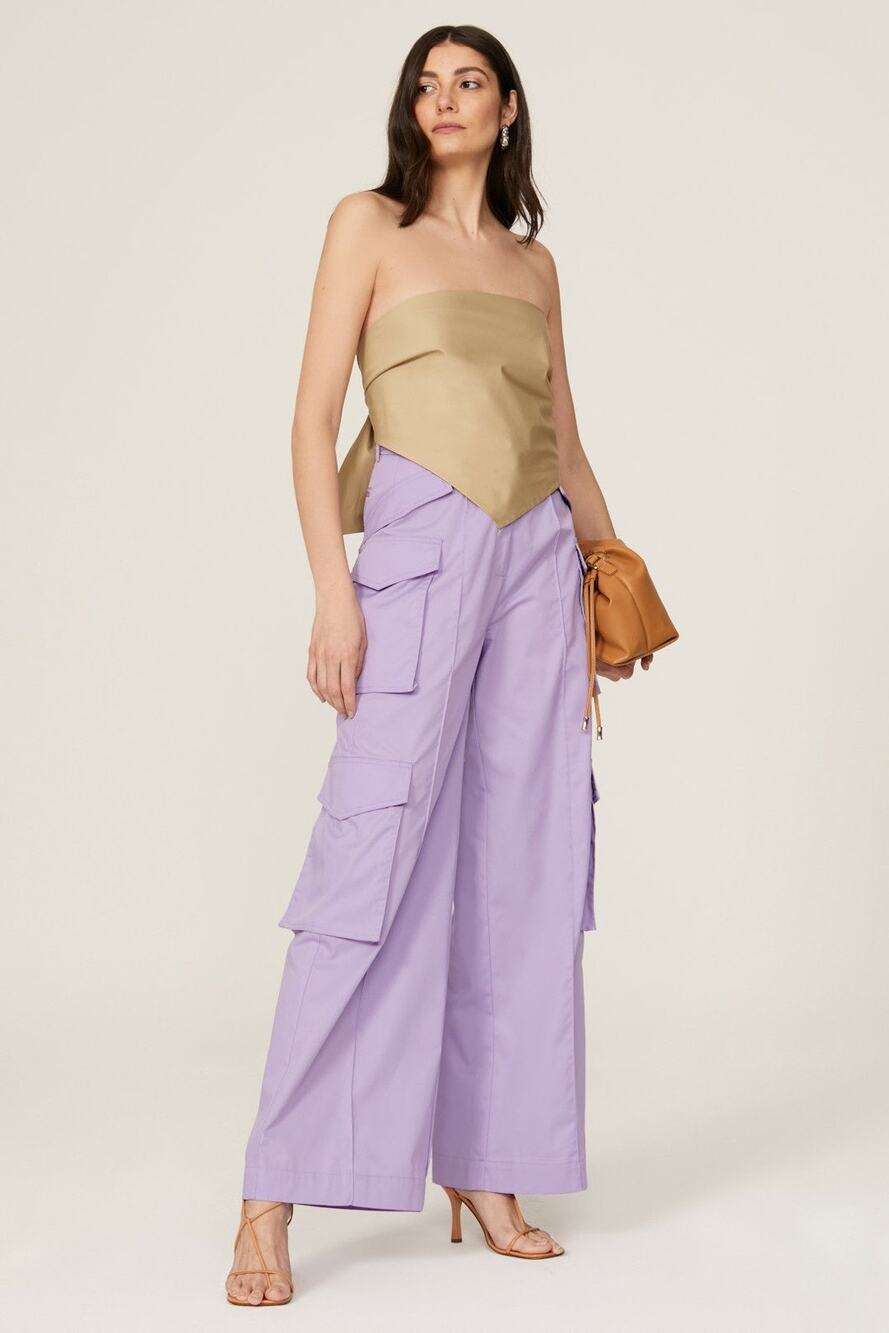 Rokh Purple Utility Cargo Wide Leg High Rise Trouser Pants Size 4